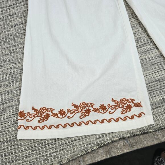 Modamalfi Wide Leg Palazzo Pants Womens Elastic Waist Band Embroidered Boho NEW - Picture 9 of 15